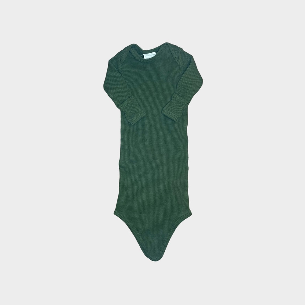 Spearmint Love Organic Green Waffle Knit Open Bodysuit